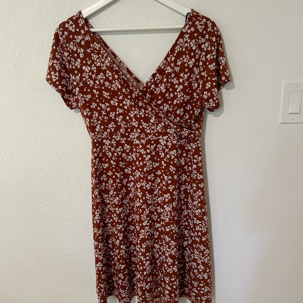 Kaileigh Burnt Orange Ruched Wrap Midi Dress